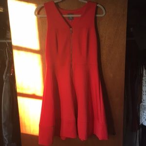 Orange zip up flare dress